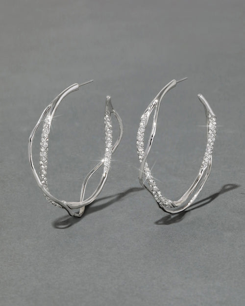 ALEXIS BITTAR Intertwined Two Tone Pave Hoop Earring | Earrings (Multicolor)