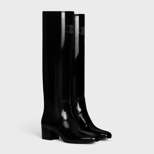 CELINE Les Bottes Celine Triomphe High Boot in patent calfskin | 賽琳 思琳 凱旋高筒亮面小牛皮長靴（黑色）