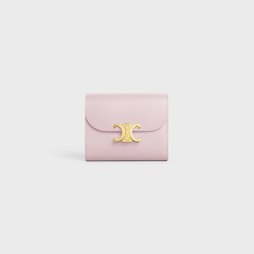 CELINE Small Wallet Triomphe Shiny Calfskin | Celine cowhide Arc de Triomphe wallet (multi-color)