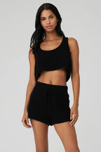 ALO YOGA Cashmere Plush Waffle Cropped Tank | 羊絨絨毛格紋短版背心 (多色) - LondonKelly 英國名牌代購