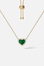 APM MONACO YC6931XMAL Mini Malachite Heart Adjustable Necklace | 迷你孔雀石心形可調式頸鏈 (金色) - LondonKelly 英國名牌代購