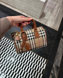 BURBERRY Mini Check Bowling Bag | 博柏利 迷你袋 (啡色) - LONDONKELLY 英国名牌代购