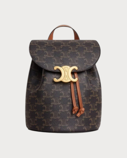 CELINE Backpack Celine Bonnie Triomphe Canvas & Calfskin(Tan) - LONDONKELLY 英國名牌代購