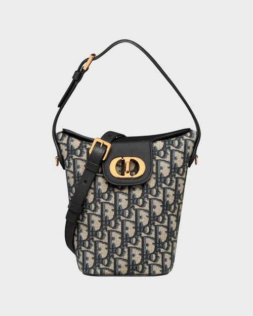 CHRISTIAN DIOR 30 Montaigne Amber Bucket Bag Oblique Jacquard(Mini/Blue) - LONDONKELLY 英國名牌代購