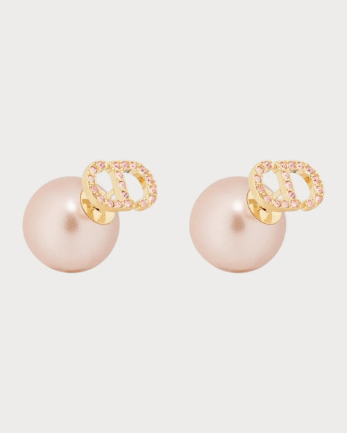 CHRISTIAN DIOR Dior Tribales Earrings Gold - Finish Metal with Iridescent Pink Resin Pearls and Pink Crystals | 迪奧 耳環 (粉紅色) - LONDONKELLY 英國名牌代購