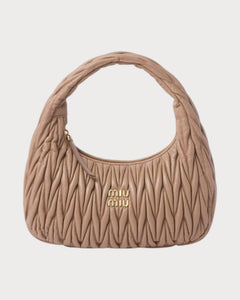 MIU MIU Wander Matelasse Nappa Leather Hobo Bag L Size | Miu Miu Underarm Bag (Large Size/Multiple Colors)