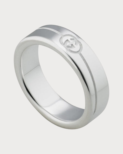 GUCCI Diagonal Interlocking G Ring | 古馳 戒指 (銀色) - LONDONKELLY 英國名牌代購