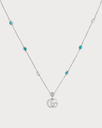 GUCCI Double G Mother of Pearl Necklace Silver Green | 古馳 頸鏈 (銀色/綠色) - LONDONKELLY 英國名牌代購