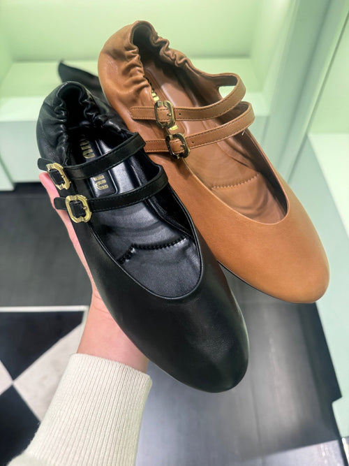 MIU MIU Double-Strap Leather Ballet Flats(2 Colors) - LONDONKELLY 英國名牌代購