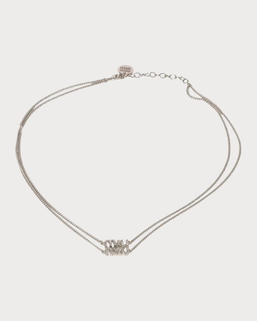 MIU MIU Metal Necklace with Crystals | 繆繆 頸鏈 (銀色) - LONDONKELLY 英國名牌代購