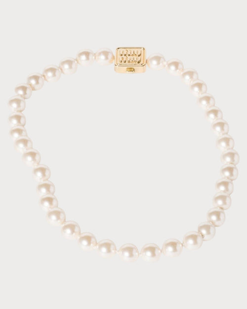 MIU MIU Metal Necklace with Synthetic Pearls | 缪缪 珍珠颈链 (金色) - LONDONKELLY 英国名牌代购