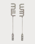 MIU MIU Pendant Earrings with Crystals | 繆繆 水晶吊嘴耳環 (銀色) - LondonKelly 英國名牌代購