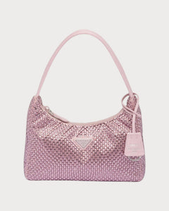 PRADA Satin Mini Hobo Bag with Crystals | 普拉達 手袋 (Pink)
