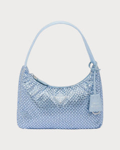 PRADA Satin Mini Hobo Bag with Crystals | 普拉達 手袋 (Blue)