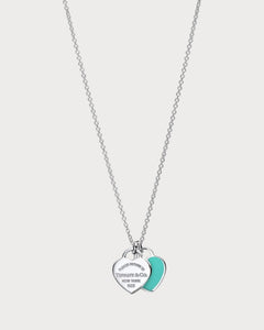 TIFFANY & CO. Return to Tiffany Mini Double Heart Tag Pendant | 蒂芙尼 心心颈链 (银色) - LONDONKELLY 英国名牌代购