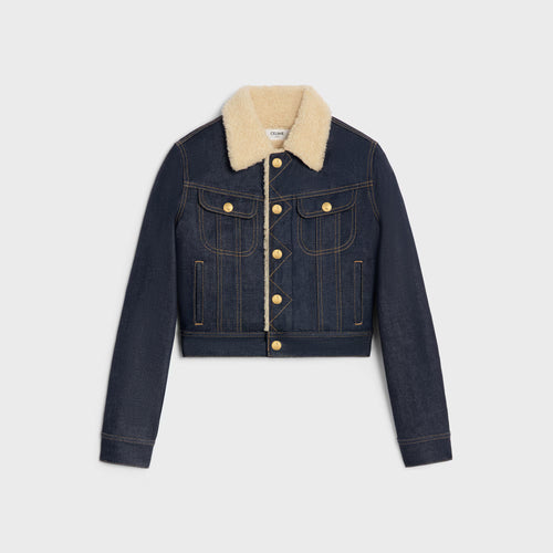 CELINE Trucker Sherpa Jacket in raw Wash Denim Rinsed | 賽琳 水洗牛仔布卡車款羊羔絨外套（淺藍色）