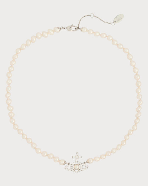 VIVIENNE WESTWOOD Olympia Pearl Brass Necklace | 西太后 頸鏈 (銀色) - LONDONKELLY 英國名牌代購