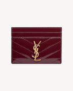 YSL SAINT LAURENT Cassandre Matelasse Card Case In Patent Leather | 聖羅蘭 卡套 (酒紅色) - LONDONKELLY 英國名牌代購