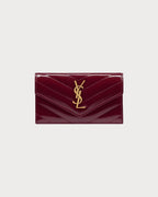 YSL SAINT LAURENT Cassandre Matelasse Fragments Flap Card Case In Patent Leather | 聖羅蘭 銀包 (酒紅色) - LONDONKELLY 英國名牌代購