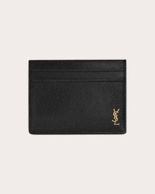 YSL SAINT LAURENT Men's Tiny Cassandre Credit Card Case In Shiny Leather | 聖羅蘭 男仕卡套 (黑色) - LONDONKELLY 英國名牌代購