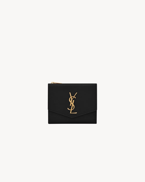 YSL SAINT LAURENT Uptown Compact Wallet In Grain Leather | 聖羅蘭 銀包 (黑色) - LONDONKELLY 英國名牌代購